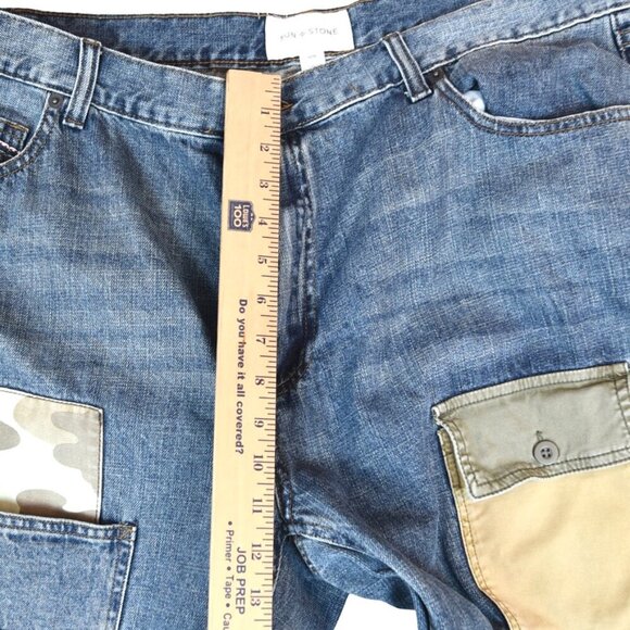 Sun + Stone Patchwork Jeans Men’s 40W Straight Leg Camo Carpenter Baggy - Picture 8 of 8